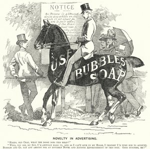 Soco cartoon: Novidade em Publicidade (gravura) de Edward Linley (after) Sambourne