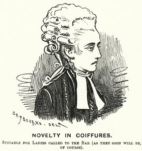 Soco cartoon: Novidade em Coiffures (gravura) de Edward Linley (after) Sambourne
