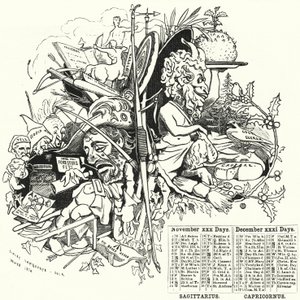 Soco cartoon: Novembro e Dezembro (gravura) de Edward Linley (after) Sambourne