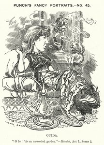 Soco cartoon: Ouida (Maria Louise Rame), romancista inglesa (gravura) de Edward Linley (after) Sambourne