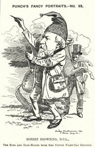 Soco cartoon: Robert Browning, poeta e dramaturgo inglês (gravura)