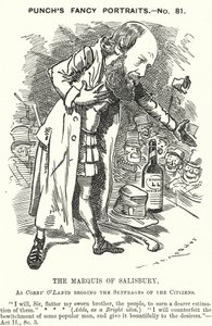 Soco cartoon: Robert Gascoyne-Cecil, 3º Marquês de Salisbury, político conservador inglês (gravura) de Edward Linley (after) Sambourne
