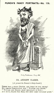 Soco cartoon: Sir Andrew Clarke, médico britânico, médico de William Ewart Gladstone (gravura) de Edward Linley (after) Sambourne