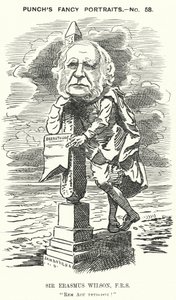 Soco cartoon: Sir Erasmus Wilson, cirurgião e dermatologista inglês (gravura)