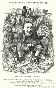 Soco cartoon: Sir John Holker, advogado e político inglês (gravura) de Edward Linley (after) Sambourne