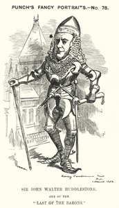 Soco cartoon: Sir John Walter Huddleston, advogado e juiz inglês (gravura) de Edward Linley (after) Sambourne