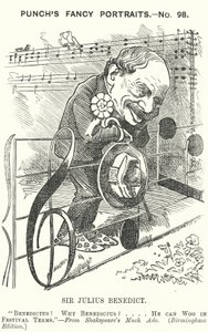Soco cartoon: Sir Julius Benedict, compositor e maestro nascido na Alemanha (gravura) de Edward Linley (after) Sambourne