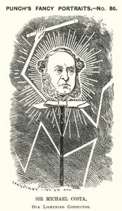 Soco cartoon: Sir Michael Costa, maestro inglês de origem italiana (gravura) de Edward Linley (after) Sambourne
