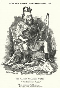 Soco cartoon: Sir Watkin Williams-Wynn, 6º Baronete, político conservador galês (gravura) de Edward Linley (after) Sambourne
