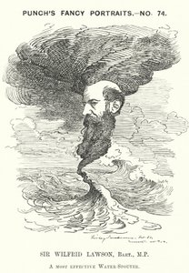 Soco cartoon: Sir Wilfrid Lawson, político liberal radical inglês e defensor da temperança (gravura) de Edward Linley (after) Sambourne