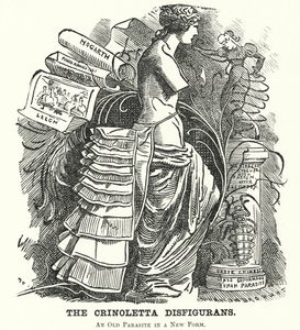Soco cartoon: O Crinoletta Disfigurans (gravura) de Edward Linley (after) Sambourne