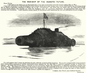 Soco cartoon: A Nave de Guerra do Futuro (Remota) (gravação) de Edward Linley (after) Sambourne