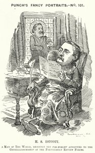 Soco cartoon: Thomas Hay Sweet Estcott, jornalista e editor inglês (gravura) de Edward Linley (after) Sambourne