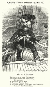 Soco cartoon: W S Gilbert, dramaturgo e libretista inglês (gravura) de Edward Linley (after) Sambourne
