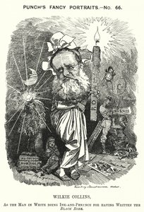 Soco cartoon: Wilkie Collins, romancista, dramaturgo e contista inglês (gravura) de Edward Linley (after) Sambourne