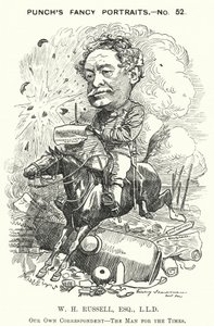 Soco cartoon: William Howard Russell, jornalista irlandês e correspondente de guerra (gravura) de Edward Linley (after) Sambourne