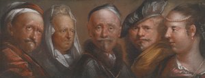 Estudos de cinco cabeças depois de Rembrandt de Edward Luttrell