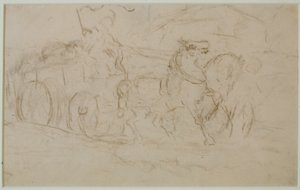 Cavalo e Carrinho (#9), c. 1880s (grafite sobre papel) de Edward Mitchell Bannister