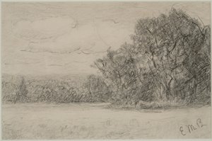Paisagem (#1) c. 1880s (grafite sobre papel) de Edward Mitchell Bannister