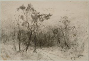Paisagem com Caminho (#51), c. 1880 (carvão sobre papel) de Edward Mitchell Bannister