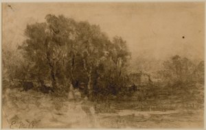 Paisagem com Bosques, c. 1880 (grafite sobre papel) de Edward Mitchell Bannister