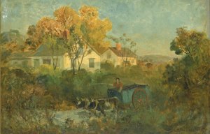 O tanque (homem em carroça com bois no tanque) de Edward Mitchell Bannister