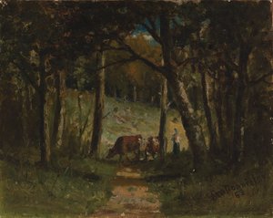 Sem título (vacas no caminho da floresta) de Edward Mitchell Bannister