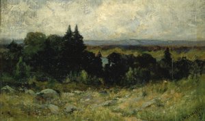 Sem título (paisagem, campos com rochas e árvores) de Edward Mitchell Bannister