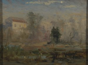 Sem título (paisagem com casa ao fundo) de Edward Mitchell Bannister