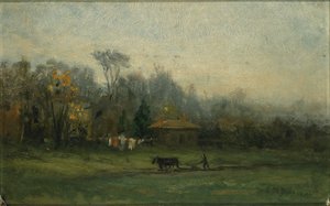 Sem título (paisagem com um homem a lavrar os campos) de Edward Mitchell Bannister