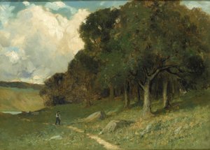 Sem título (homem num caminho com árvores ao fundo) de Edward Mitchell Bannister