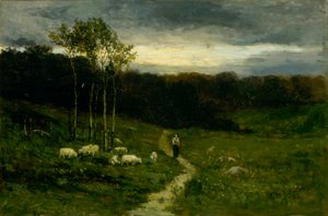 Mulher a caminhar por um caminho de Edward Mitchell Bannister