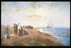 Embarque dos Peregrinos (óleo sobre tela) de Edward Moran
