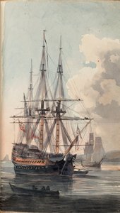 Vista do navio Inflexible de Sua Majestade, início do século XIX (aguarela) de Edward Pelham Brenton
