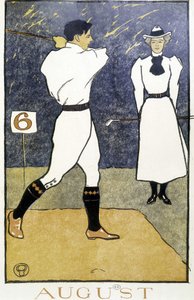 Couple Playing Golfing - no "Calendário de Golfe" de Edward Penfield de Edward Penfield
