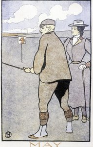 Couple Playing Golfing - em "Calendário de Golfe" por Edward Penfield de Edward Penfield