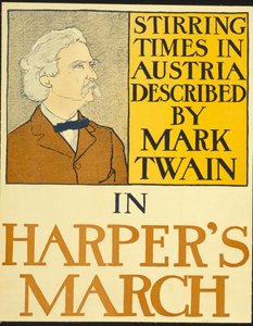 Mark Twain na edição de Harper de Março de 1898 (litografia) de Edward Penfield
