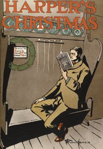 Cartaz publicitário Harpers New Monthly Magazine, Natal de 1897 (litografia a cores)