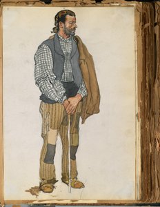 Esboço de um homem espanhol, 1906 (wc & grafite sobre papel montado em scrapbook)