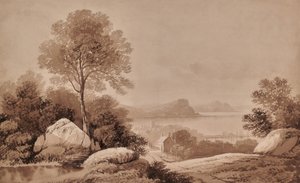 Paisagem com lago e casa de campo de Edward Pretty