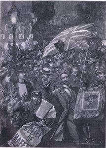 Mafeking noite em Londres, ilustração fromCassells História da Inglaterra, de 1900