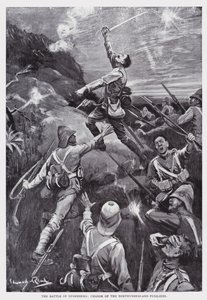 A Batalha de Stormberg, carga dos Fusiliers de Northumberland (litho)