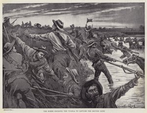 Os Boers atravessam a Tugela para capturar os canhões britânicos (litho) de Edward Read