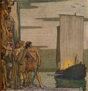 O desembarque de São Patrício na Irlanda, c1912, 1914 de Edward Reginald Frampton