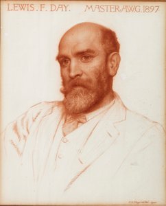 Designer de Lewis Foreman Day (1845-1910), Mestre da Associação dos Trabalhadores de Arte em 1897, 1900 (giz vermelho sobre papel) de Edward Robert Hughes