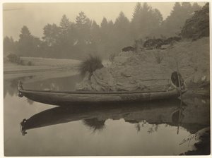 Pesca de canoa - Hupa de Edward S. Curtis