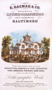 E. Sachse und Co., litógrafos práticos, 104 S. Charles St., Baltimore, (litografia [cartão comercial]) de Edward Sachse