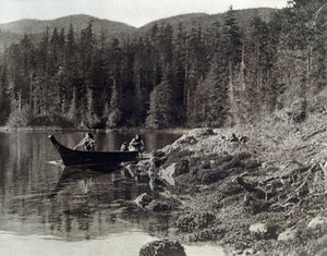 Canoagem de índios americanos na costa da nootka de Edward Sheriff Curtis
