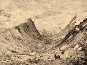 The Highland Dee: Reunião de Garchary e Larig Burns, c.1880 (gravura)