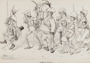 Dan Leons Light Horse, incluindo caricaturas de Henry Irving, Beerbohm Tree, RB, WS Penley, Forbes Robertson e EP, para Punch, novembro de 1902 de Edward Tennyson Reed